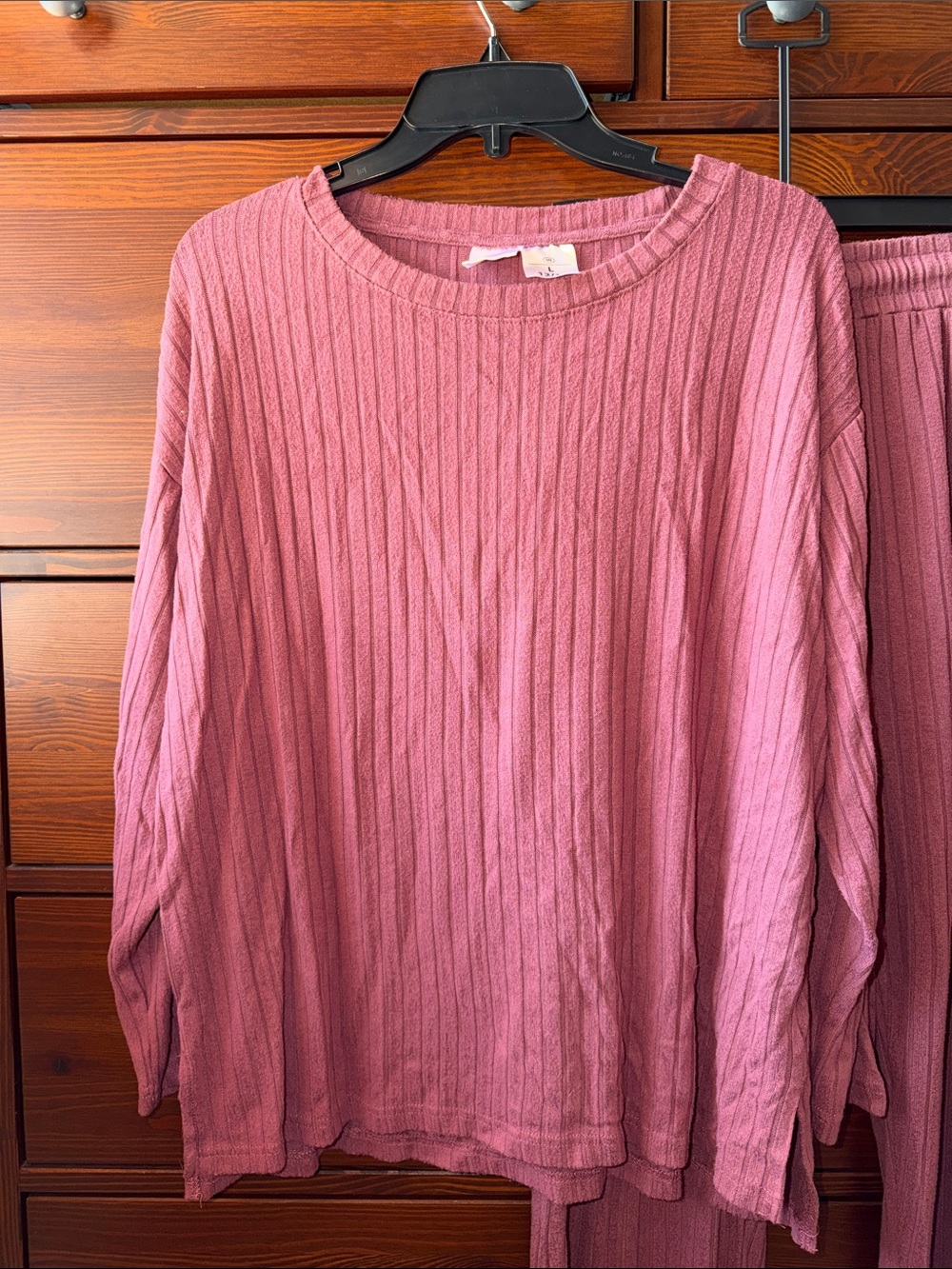 Serra Ribbed Two-Piece Cozy Ribbed Lounge Set - Berry - Size L - Picture 2 of 7